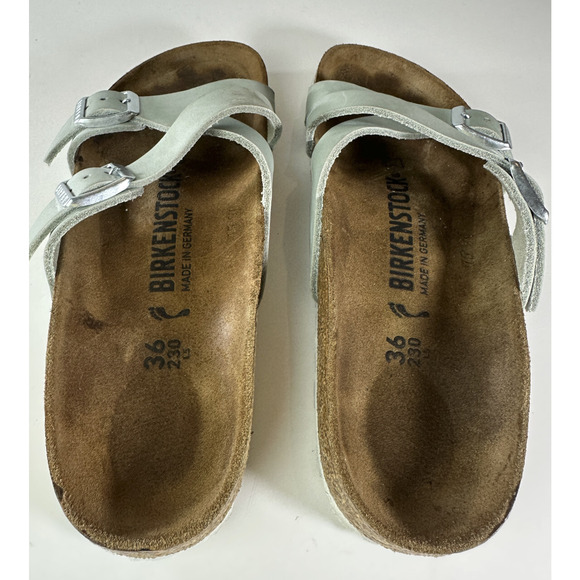 Birkenstock YAo Slide Sandals Aqua Leather Strappy Buckle Size 36 Women's US 5 - Picture 10 of 15